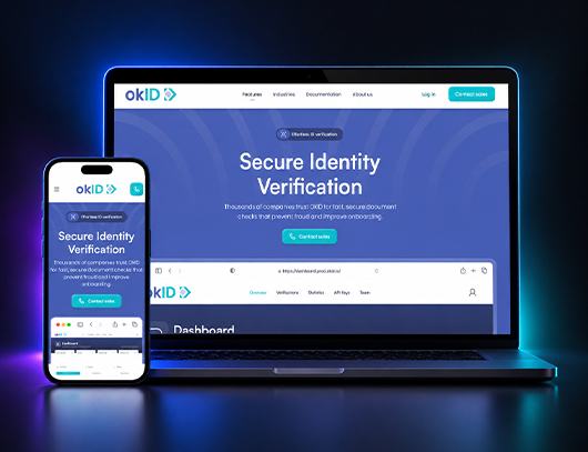 okID website shown on laptop and mobile