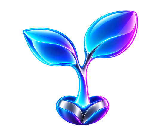 Glossy 3D sprout illustration for Grow Your Visibility